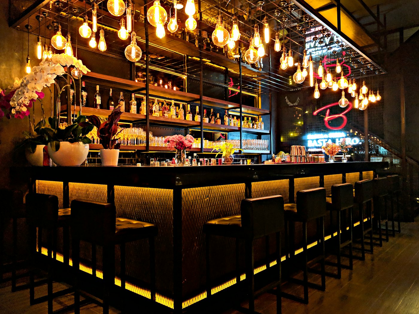 Illustrative photo of a neon-lit bar